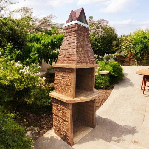 Lora Garden Concrete Outdoor Barbecue Beige and Brown