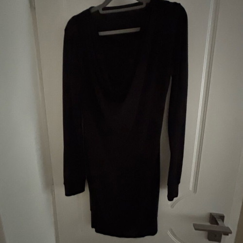 Black knitted dress like new with draped neckline