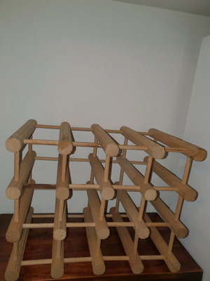 Wooden wine rack new with 2 wooden bottle holders