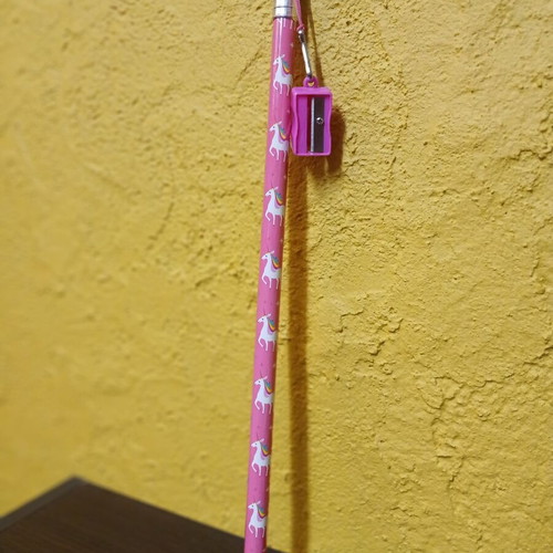 Flying Tiger giant pencil with unicorns new, pink with eraser and sharpener