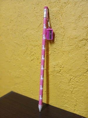 Flying Tiger giant pencil with unicorns new, pink with eraser and sharpener