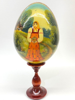 Artistic Easter egg "Girl with a basket of Easter eggs" new