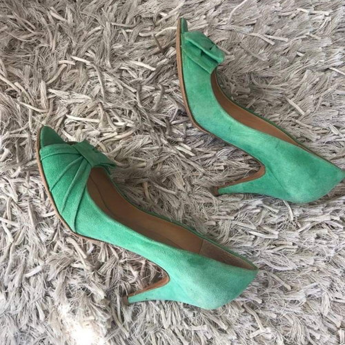 Nak peeptoe pumps used, green, size 38