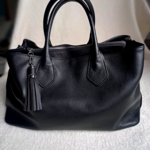 Italian large handbag new, genuine leather, black 40×25cm