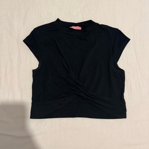 Pink Woman black cotton crop top like new, size L