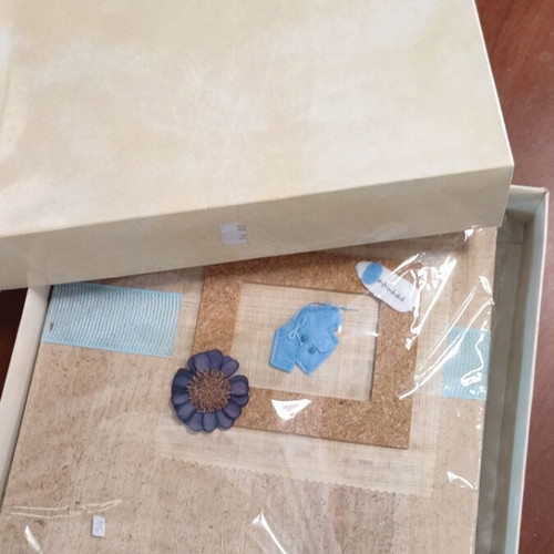 Baptism photo album new, 30x30 cm, paper leaves with rice paper