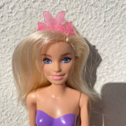 Barbie Mattel 2016 like new with crown and handmade dress