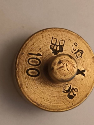 Brass weight measure 100 gr used, antique
