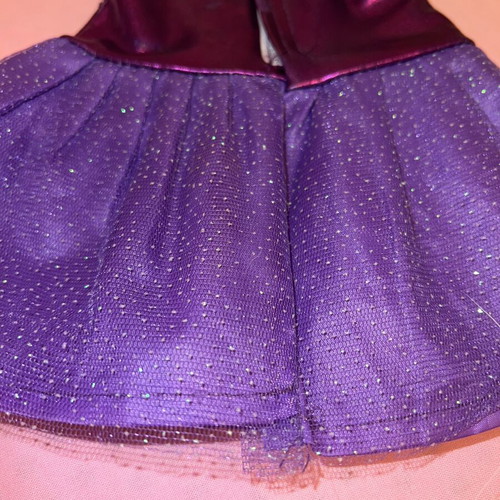 Doll dress with hair ribbon set used, satin and glitter tulle