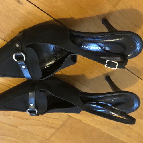 Kalogiou black pumps like new, size 37.5, fabric and leather