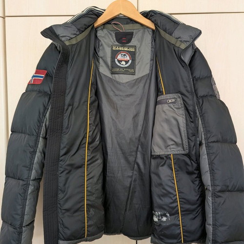Napapijri men's jacket Medium like new, down filled, black and grey