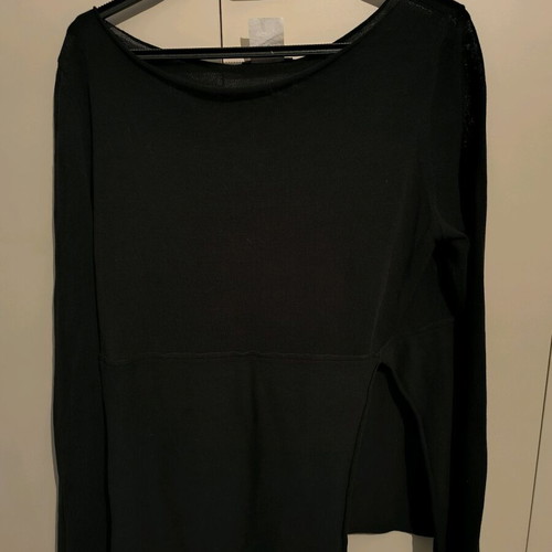 Black long-sleeve blouse with side slit like new