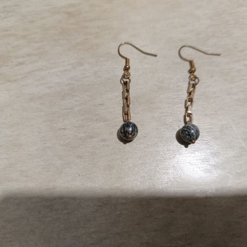 Gold Dangle Earrings new, surgical steel with beads