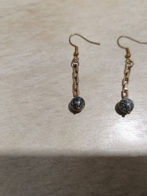 Gold Dangle Earrings new, surgical steel with beads