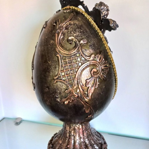 Decorative clay egg new with decoupage techniques, height 33 cm