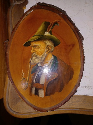 Wooden vintage items like new, wall decorations and ornaments