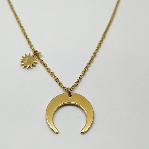 Steel necklace Moon - Star new gold-colored