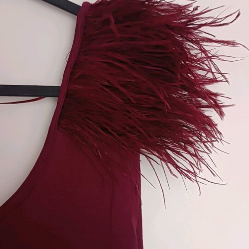 T-shirt with feather sleeves like new, red