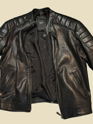 Frankie Morello δερμάτινο moto jacket σαν καινούργιο, μαύρο XL