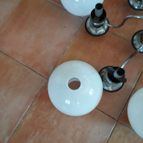 5-Light Chandelier used with white globes space age style