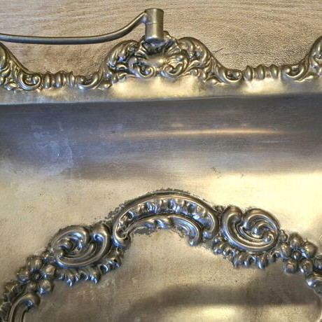 EPNS silver-plated tray used with handle and embossed 1950-60 design