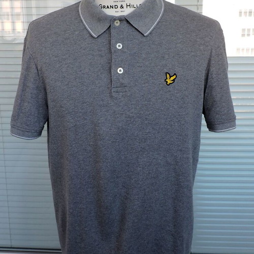 Lyle & Scott grey men's short sleeve polo shirt, size M