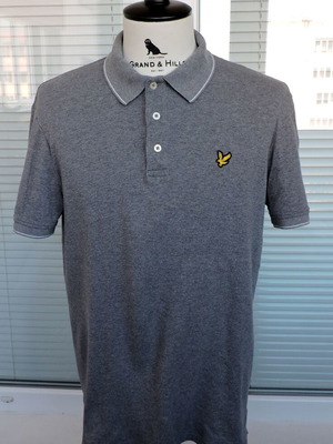 Lyle & Scott grey men's short sleeve polo shirt, size M