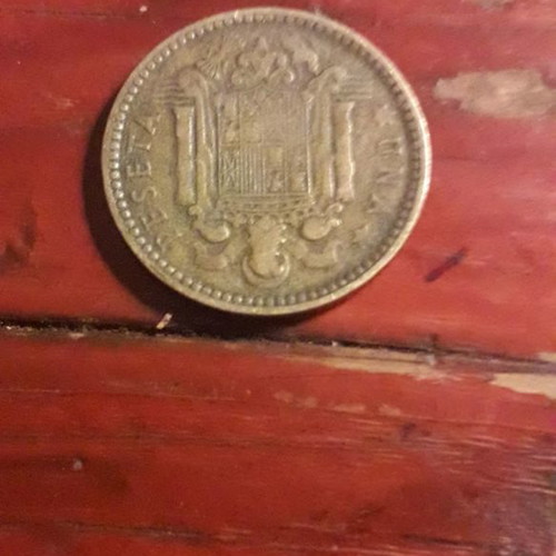 Una Peseta 1947 used, Franco