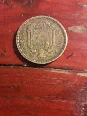 Una Peseta 1947 used, Franco