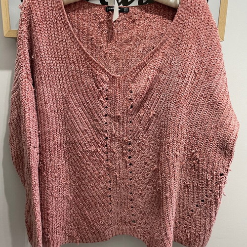 Stradivarius blouse used, size S, pink, loose fit