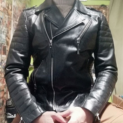 Leather jacket like new, black, size M-L