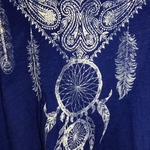 Boho tunic blouse with front opening, long back, like new, size M