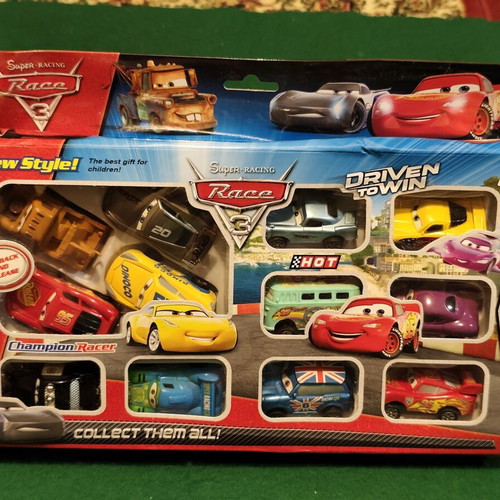 Super Racing Race 3 toy car set, 12 pieces, new in box