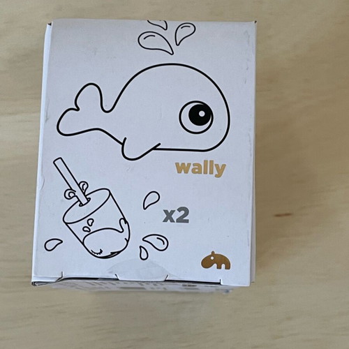 Wally Grey Done By Deer cup with straw set of 2 new