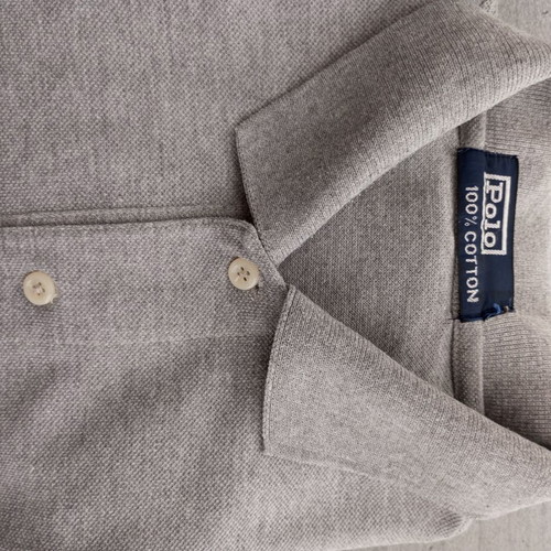 Grey polo-style shirt XL, men's cotton piqué