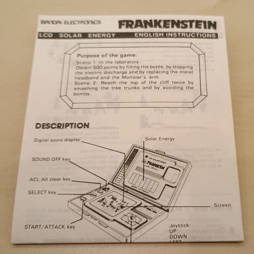 Frankenstein Bandai Electronics game used, 1984, Made in Japan