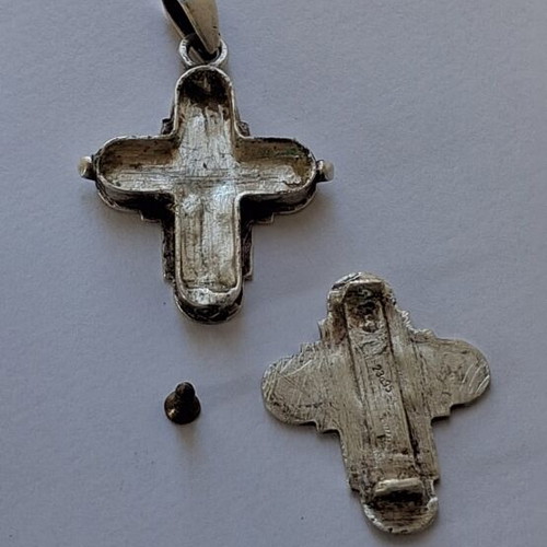 Silver Christian amulet pendant, Greek made, vintage