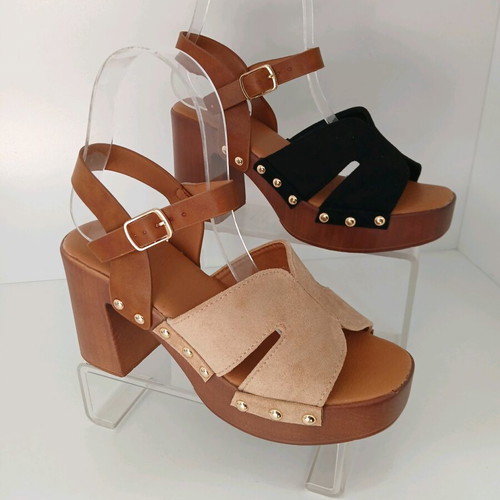 Women's sandals new, high and very light, black and beige