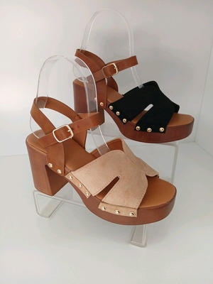 Women's sandals new, high and very light, black and beige