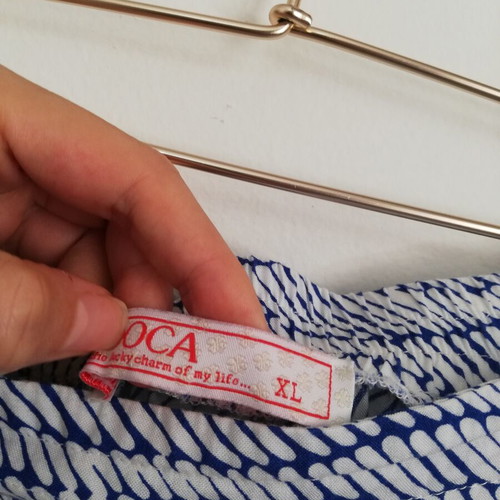 Doca patterned wide-leg pants, XL size, white and blue