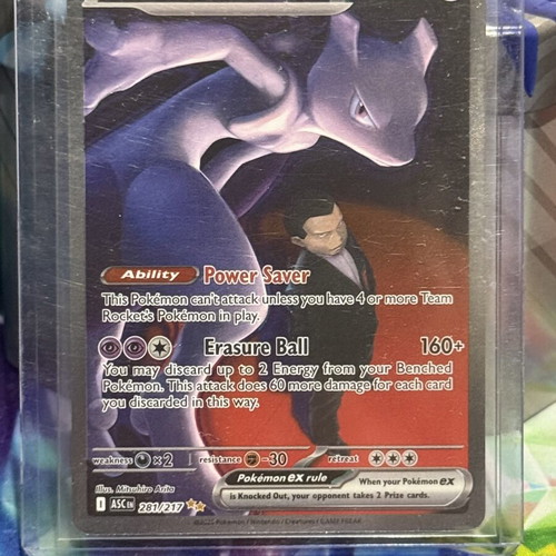 Team Rocket's Mewtwo ex ASC 281 card like new