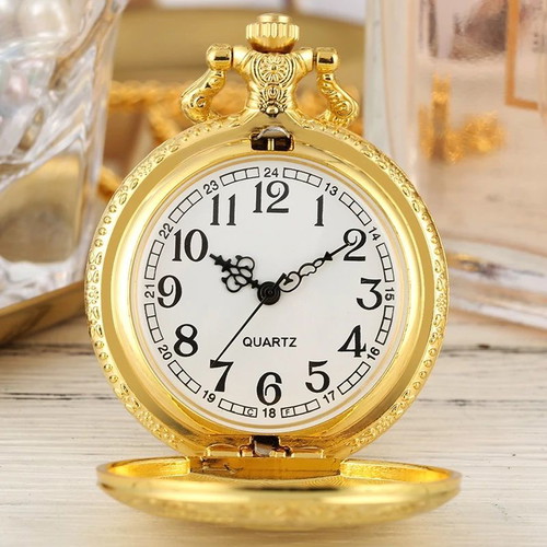 Gold-Plated Pocket Watch New Inspired by 1920 Era