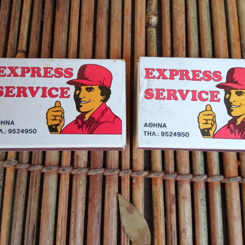 Vintage Express Service Advertising Matchboxes set of 2 used