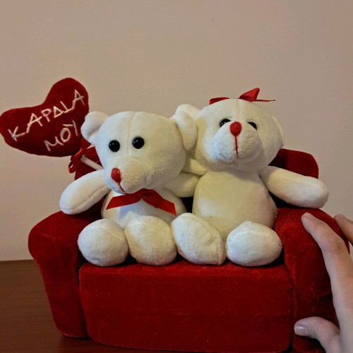 Plush gift with teddy bears "Kardia mou" new