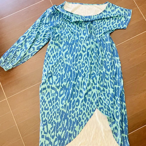 Shein women's dress 1XL like new blue animal print asymmetric