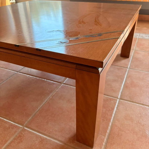 Coffee Table Set used, 3 pieces, solid wood with metal details