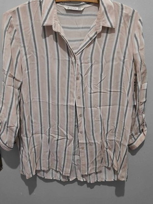 Beige striped shirt Stradivarius size M