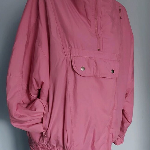 Vintage warm padded jacket with hidden hood Rodeo by C&A used, pink