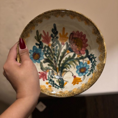 Ceramic bowl used with folk pattern
