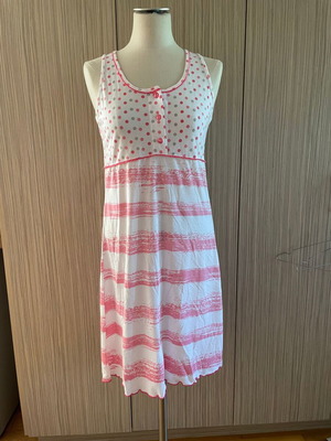 Καλοκαιρινό νυχτικό Jeannette Lingerie midi, βαμβακερό, καινούργιο, άσπρο-ροζ